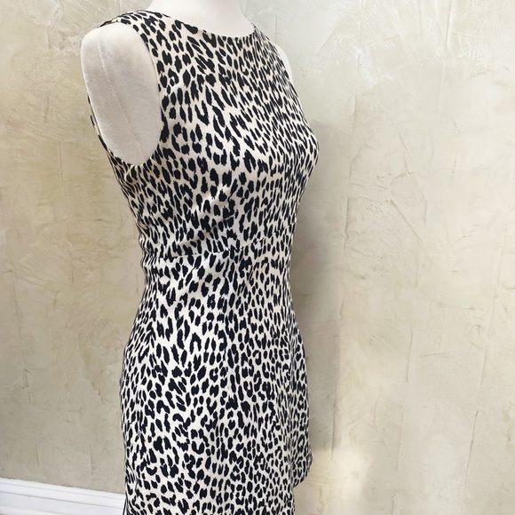 Classy Black and White Leopard Print Linen Dress - Picture 6 of 6